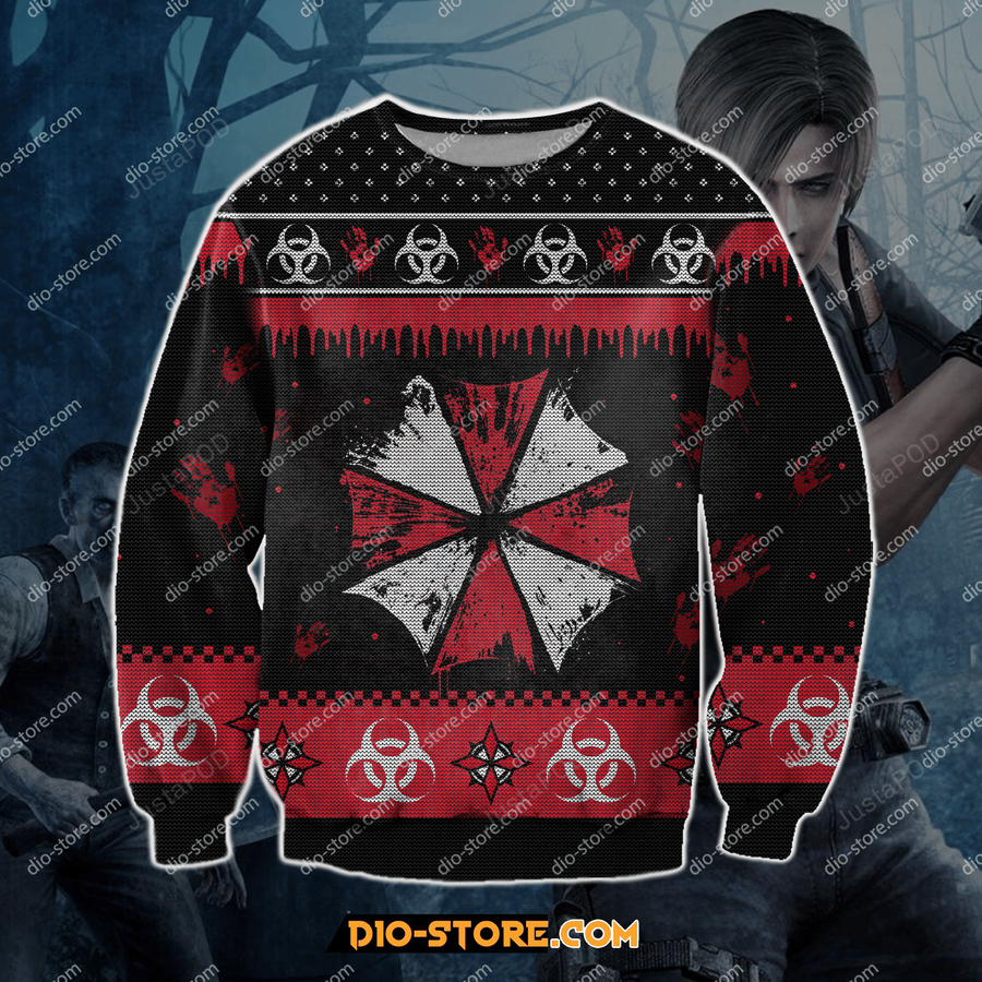 Resident Evil 3d Knitting Pattern Print Ugly Sweater Ugly Sweater.png