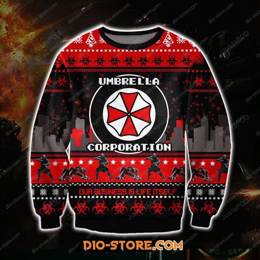 Resident Evil Umbrella Corporation 3d Print Ugly Christmas Sweater, Ugly Sweater, Christmas Sweaters, Hoodie, Sweater