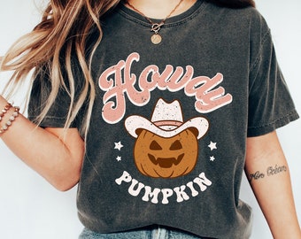 Retro Halloween Comfort Colors Shirt, Howdy Pumpkin Western Shirt, Vintage Ghost Halloween Shirt, Witch Shirt, Retro Fall Shirt, Fall Shirt