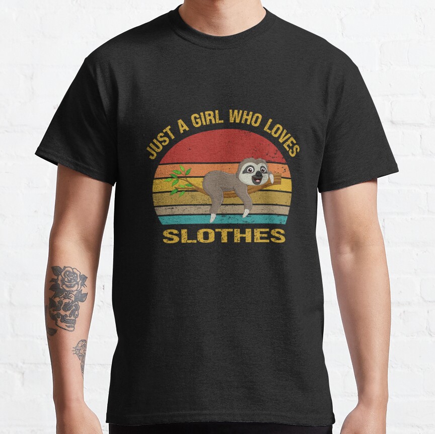 Retro Just a Girl Who Loves Sloths for sloths lovers Classic T-Shirt