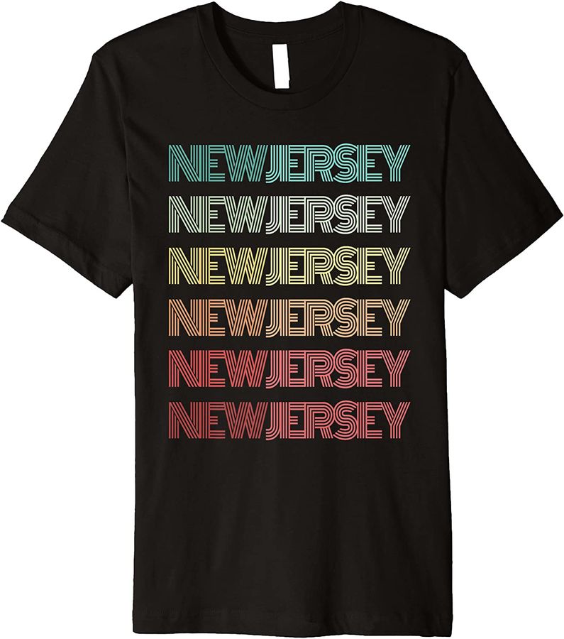 Retro NEW JERSEY Word Home Roots Newark Groovy Vacation 80's Premium