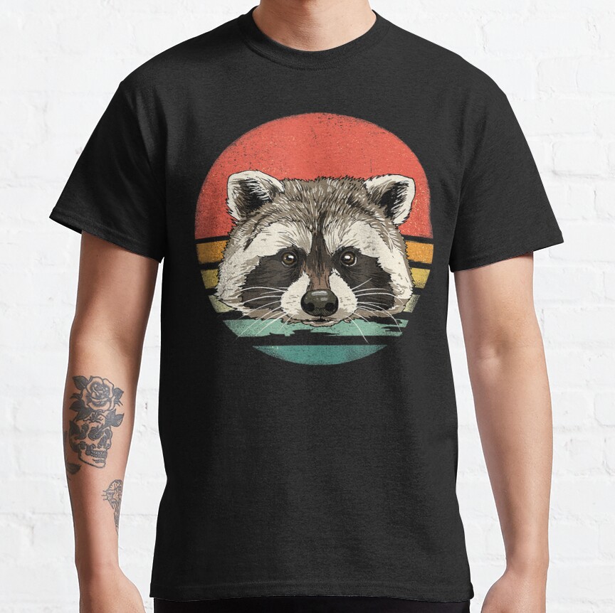 Retro Vintage Raccoon Face Trash Panda Animal Raccoon Lover Classic T-Shirt