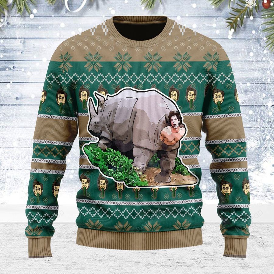 Rhino Giving Birth Ugly Christmas Sweater, All Over Print Sweatshirt, Ugly Sweater, Christmas Sweaters, Hoodie, Sweater
