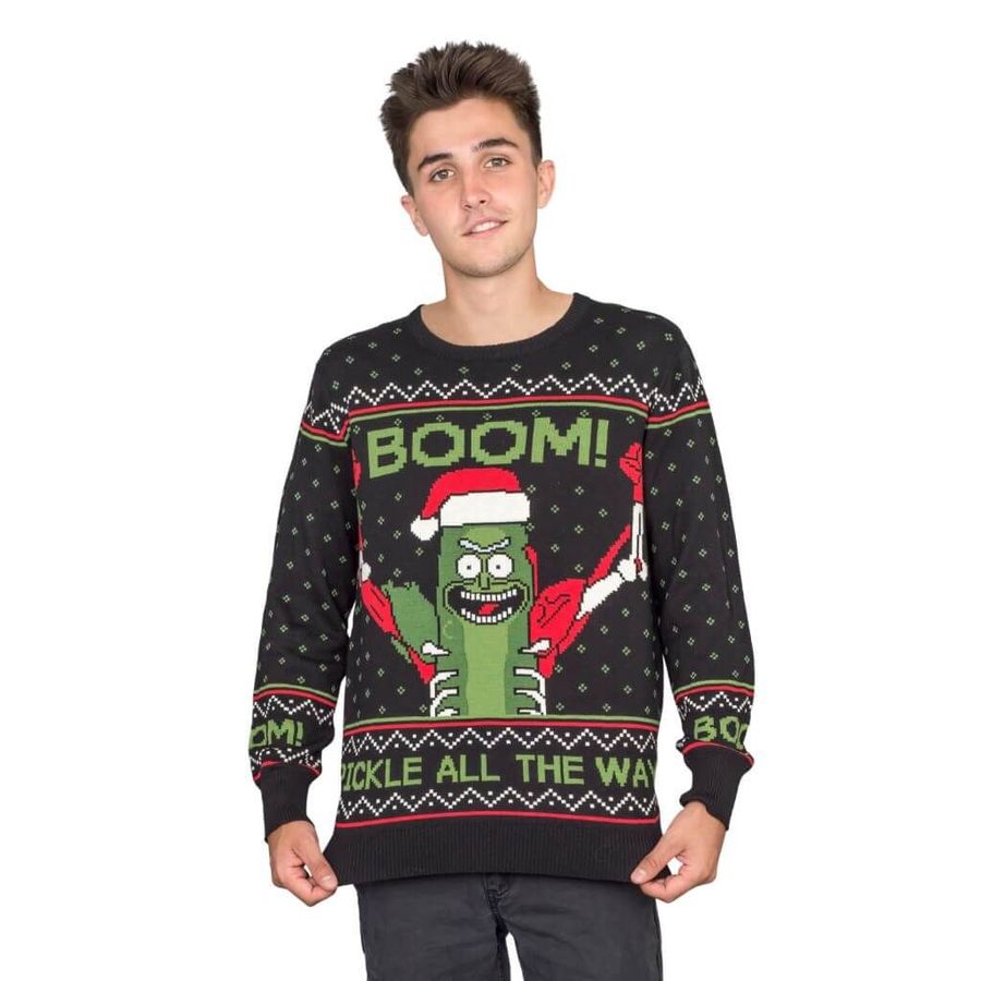 Rick And Morty Boom! Pickle Rick For Unisex Ugly Christmas Sweater, All Over Print Sweatshirt, Ugly Sweater, Christmas Sweaters, Hoodie, Sweater