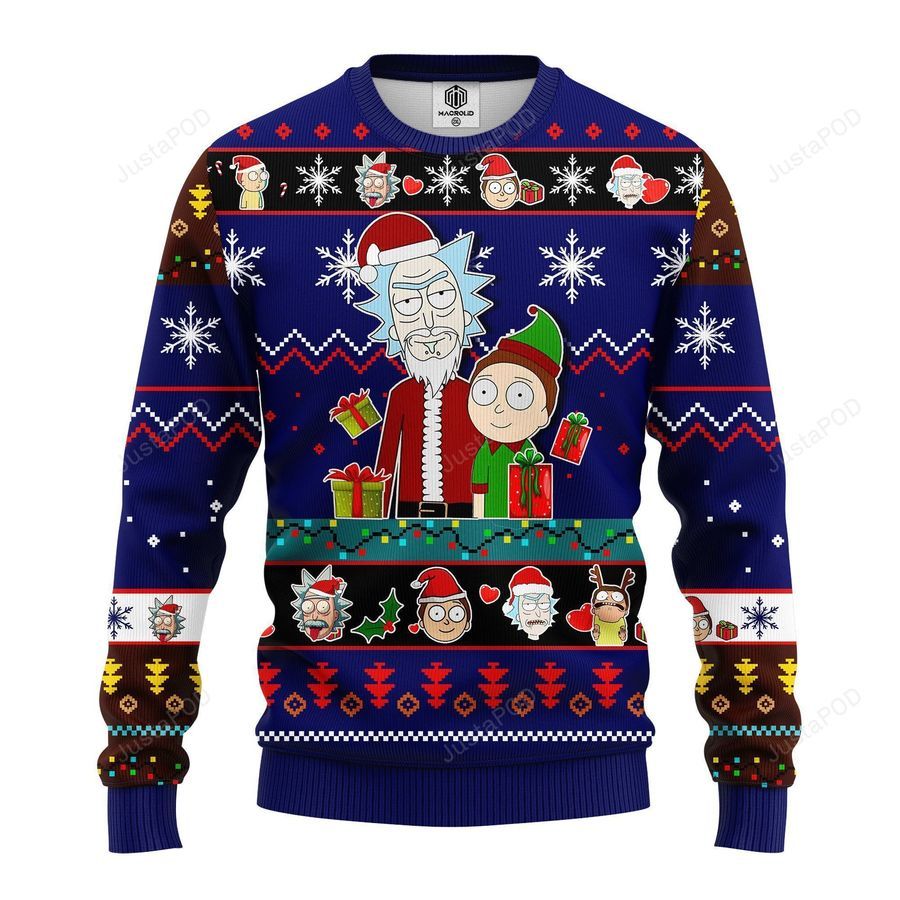 Rick And Morty Noel Ugly Christmas Sweater Blue Ugly Sweater