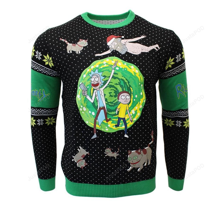 Rick and Morty Portal Knitted Ugly Sweater, Ugly Sweater, Christmas Sweaters, Hoodie, Sweater