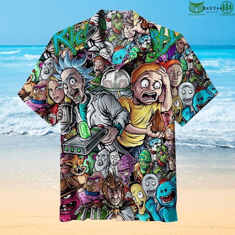 Rick and Morty realistic draw line Hawaiian shirt