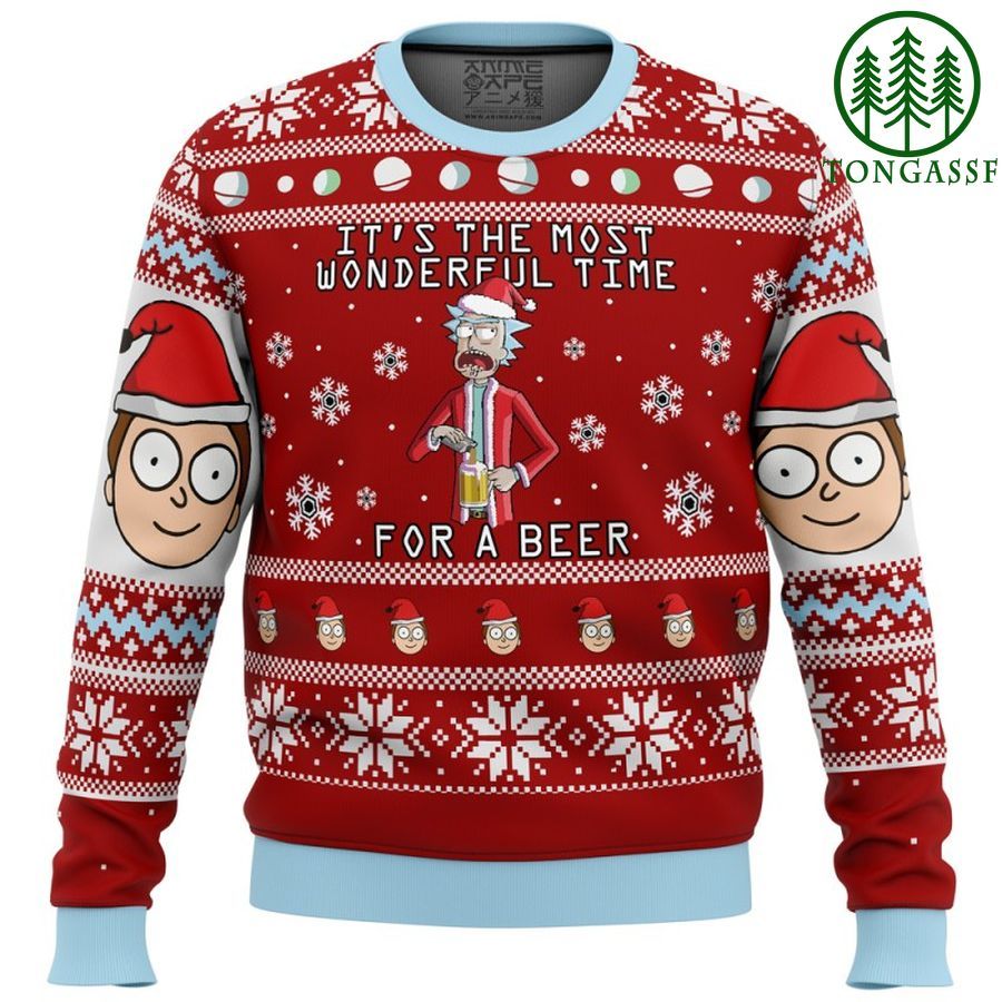 Rick and Morty Time for a Beer Ugly Christmas Sweater