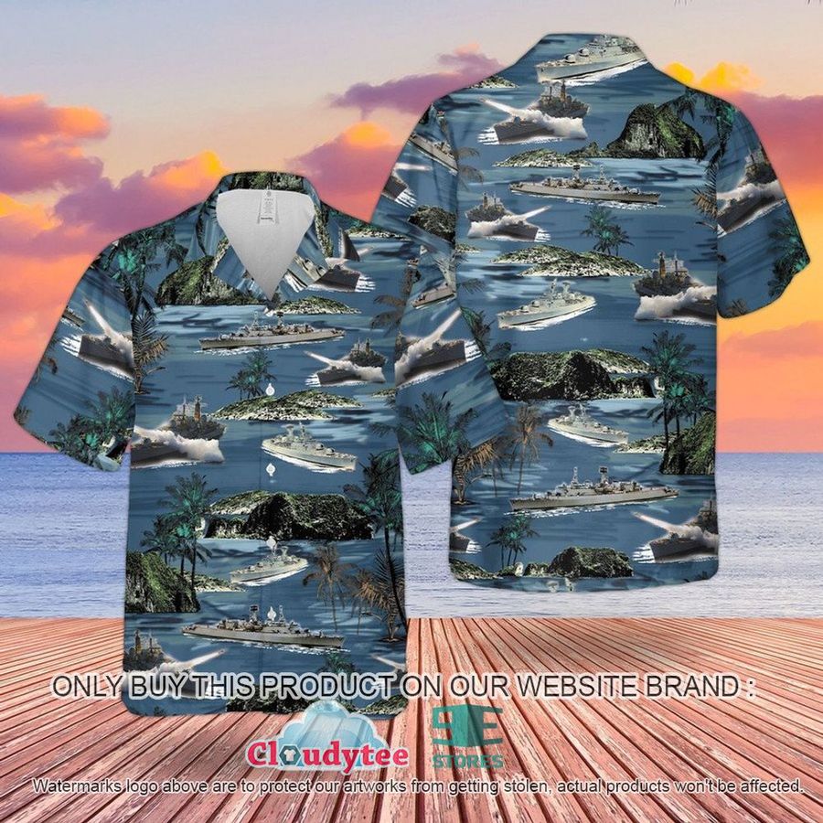 RN County-class Guided Missile Destroyer Hawaiian Shirt, Short – LIMITED EDITION