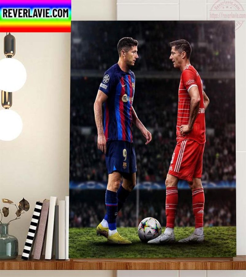 Robert Lewandowski In Barcelona vs Bayern Munich Home Decor Poster Canvas
