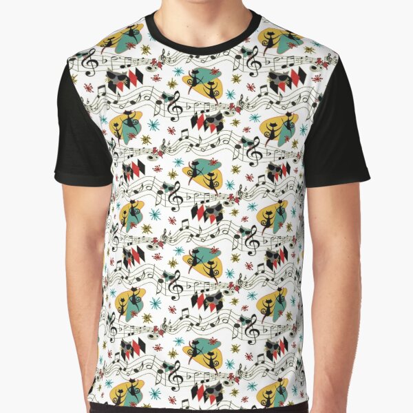 Rockabilly Cool Cats on White Graphic T-Shirt