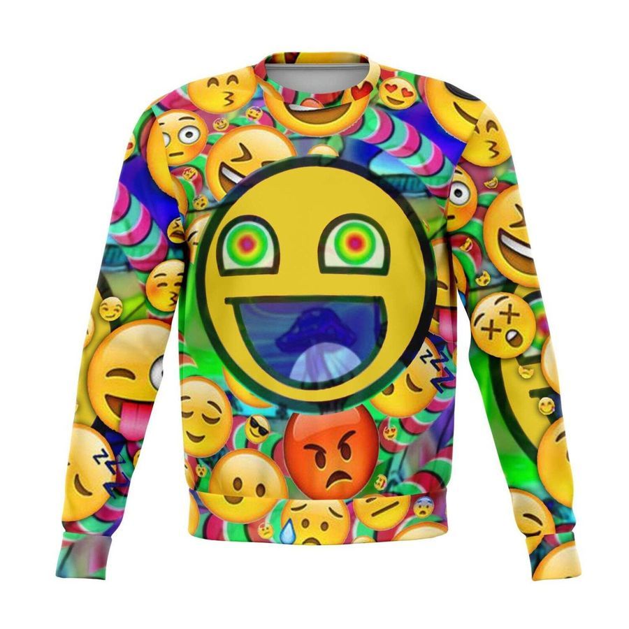 Rolling Emojis Ugly Christmas Sweater All Over Print Sweatshirt Ugly