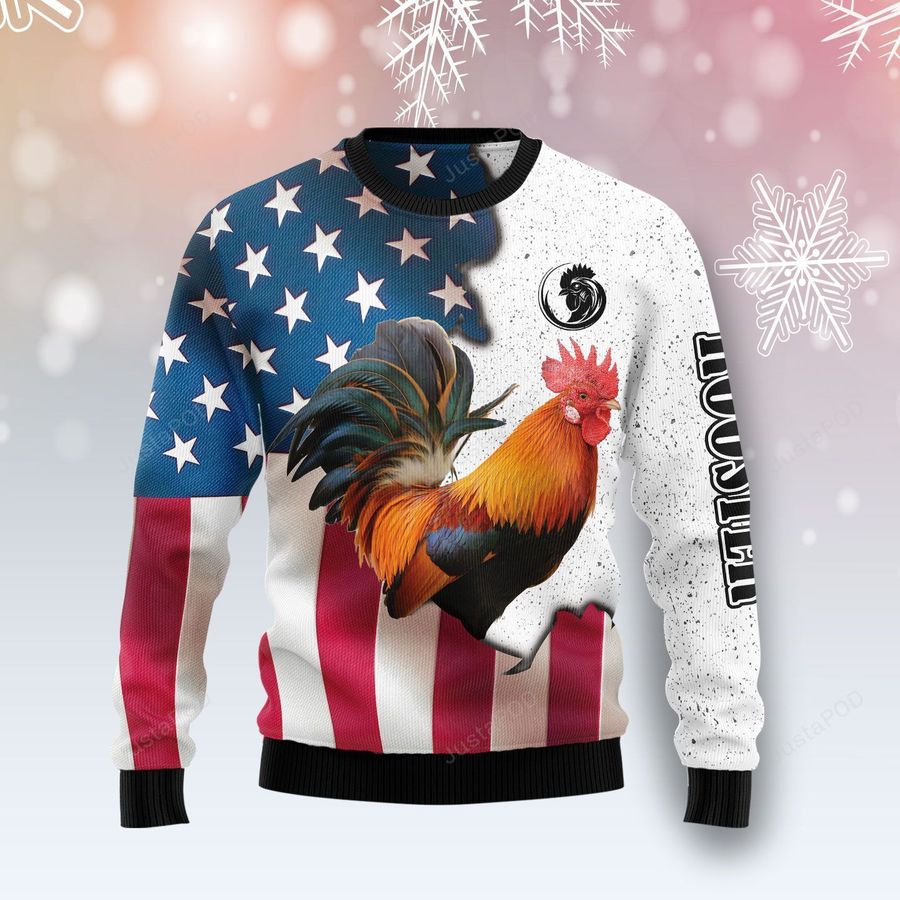 Rooster USA Ugly Christmas Sweater Ugly Sweater Christmas Sweaters Hoodie