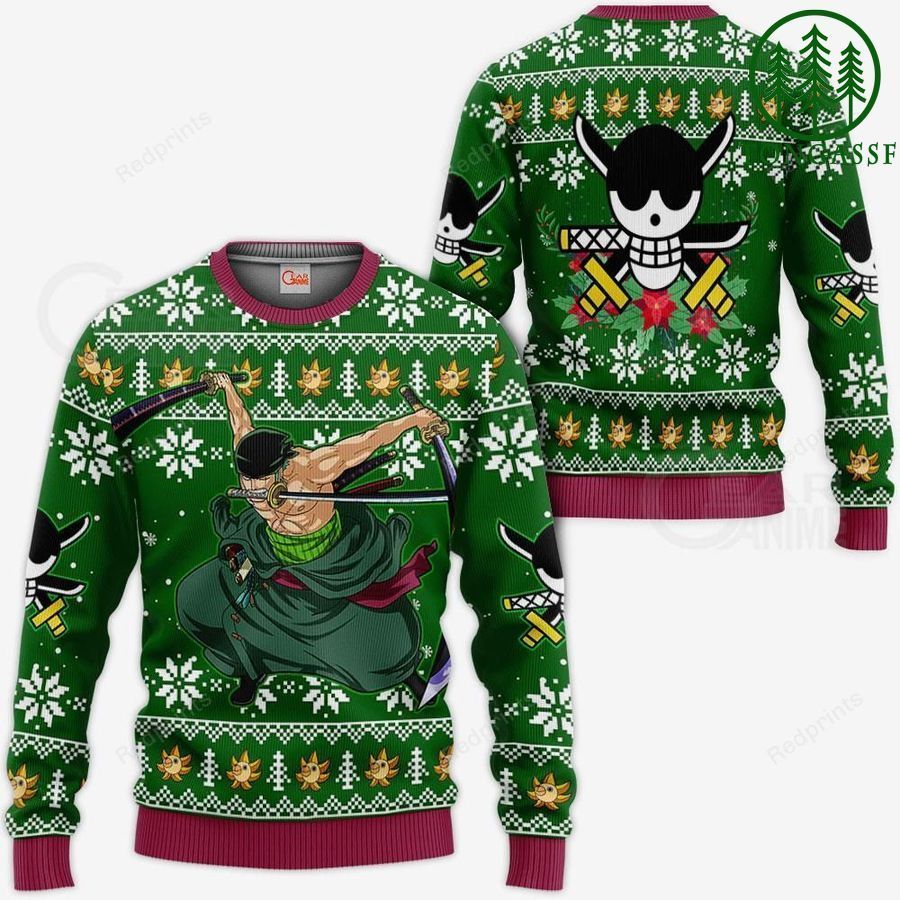 Roronoa Zoro Swords Ugly Christmas Sweater and Hoodie One Piece Anime Xmas Gift