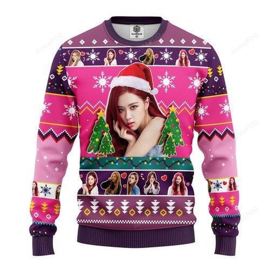 Rose Black Pink Ugly Christmas Sweater All Over Print Sweatshirt