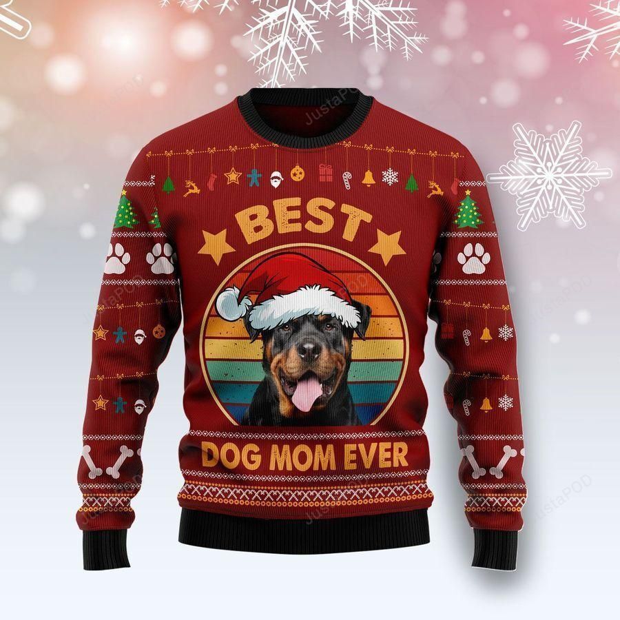 Rottweiler Best Dog Mom Ever Ugly Christmas Sweater All Over