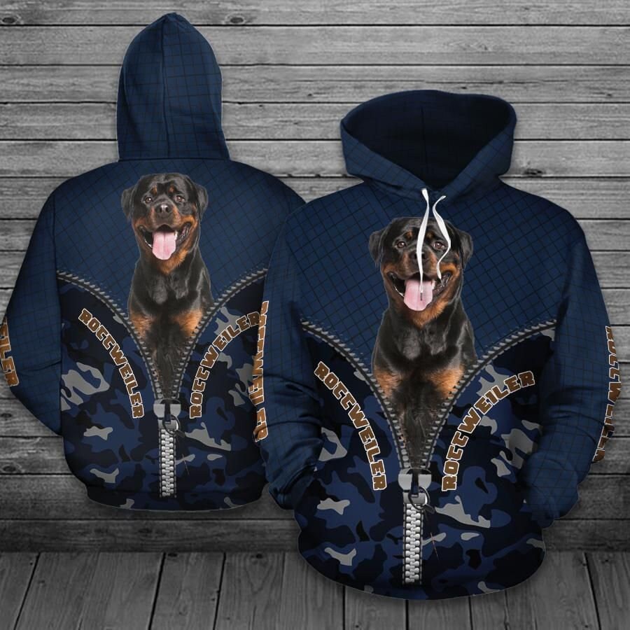 Rottweiler Dog 3D All Over Print Pullover Hoodie, 3D Hoodie For Men, Camo-6