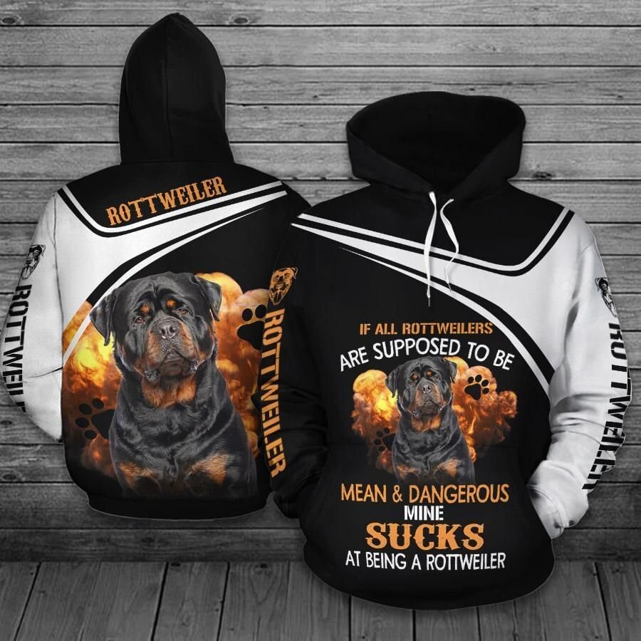 Rottweiler Dog 3D All Over Print Pullover Hoodie, 3D Hoodie For Men, If All Rottweiler Are Supposed To Be Mean & Dangerous Mine Sucks