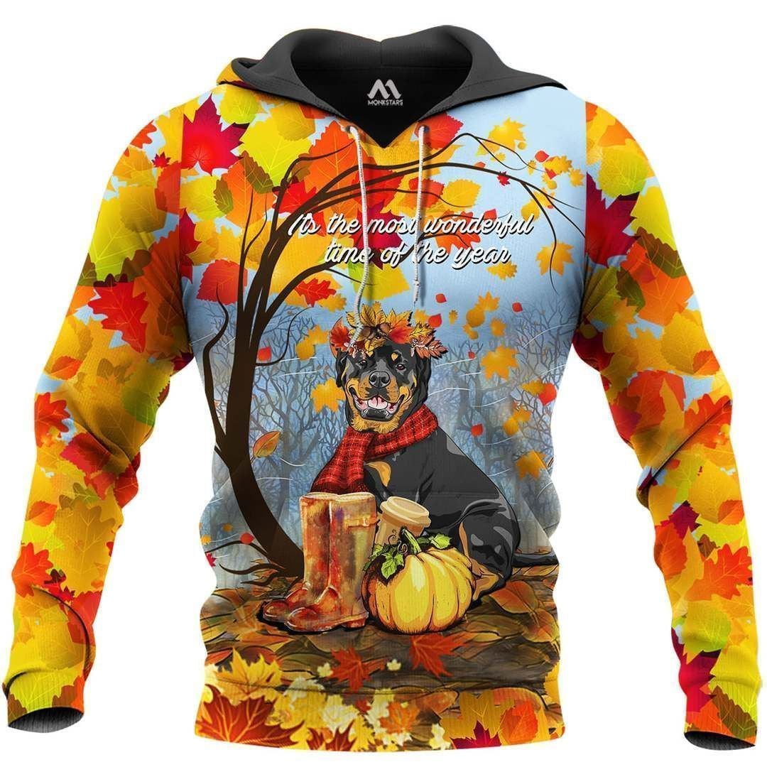 Rottweiler Dog 3D All Over Print Pullover Hoodie, 3D Hoodie For Men, Its The Most Wonderful Time Of The Year-2
