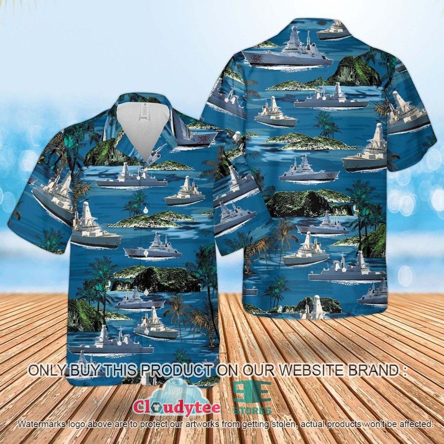 Royal Navy Daring Class Type 45 destroyer Hawaiian Shirt, Short ...