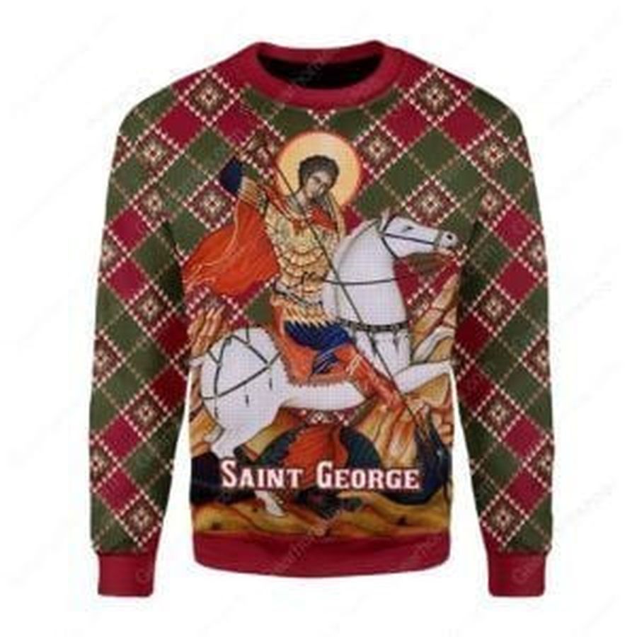 Saint George Ugly Christmas Sweater All Over Print Sweatshirt Ugly