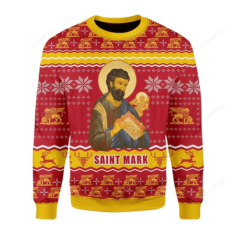 Saint Mark The Evangelist Ugly Christmas Sweater, All Over Print Sweatshirt, Ugly Sweater, Christmas Sweaters, Hoodie, Sweater