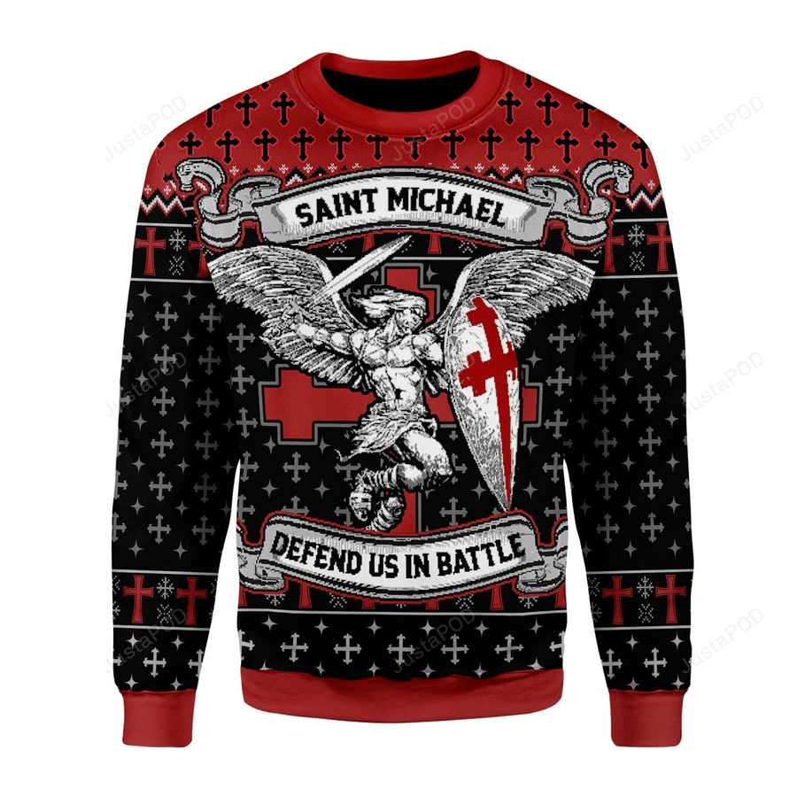 Saint Michael Ugly Christmas Sweater All Over Print Sweatshirt Ugly