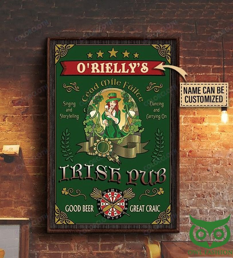 Saint Patrick Personalized Beer Girl Irish Pub Vertical Poster