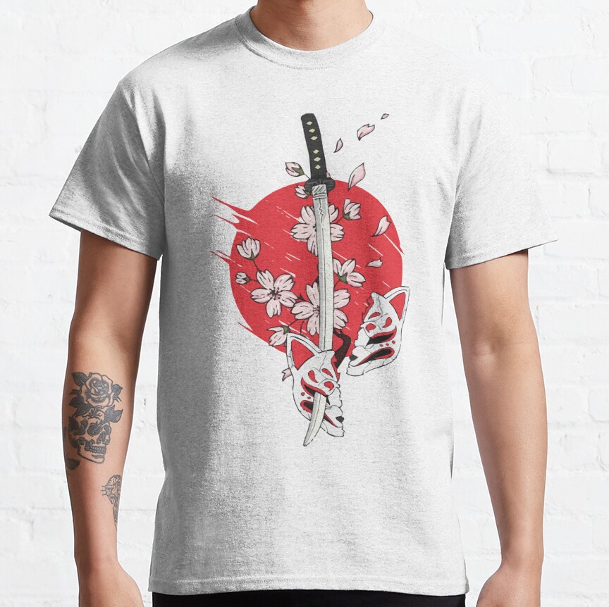 Sakura Sword and Kitsune Mask  Classic T-Shirt