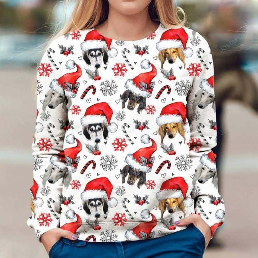 Saluki Ugly Christmas Sweater All Over Print Sweatshirt Ugly Sweater