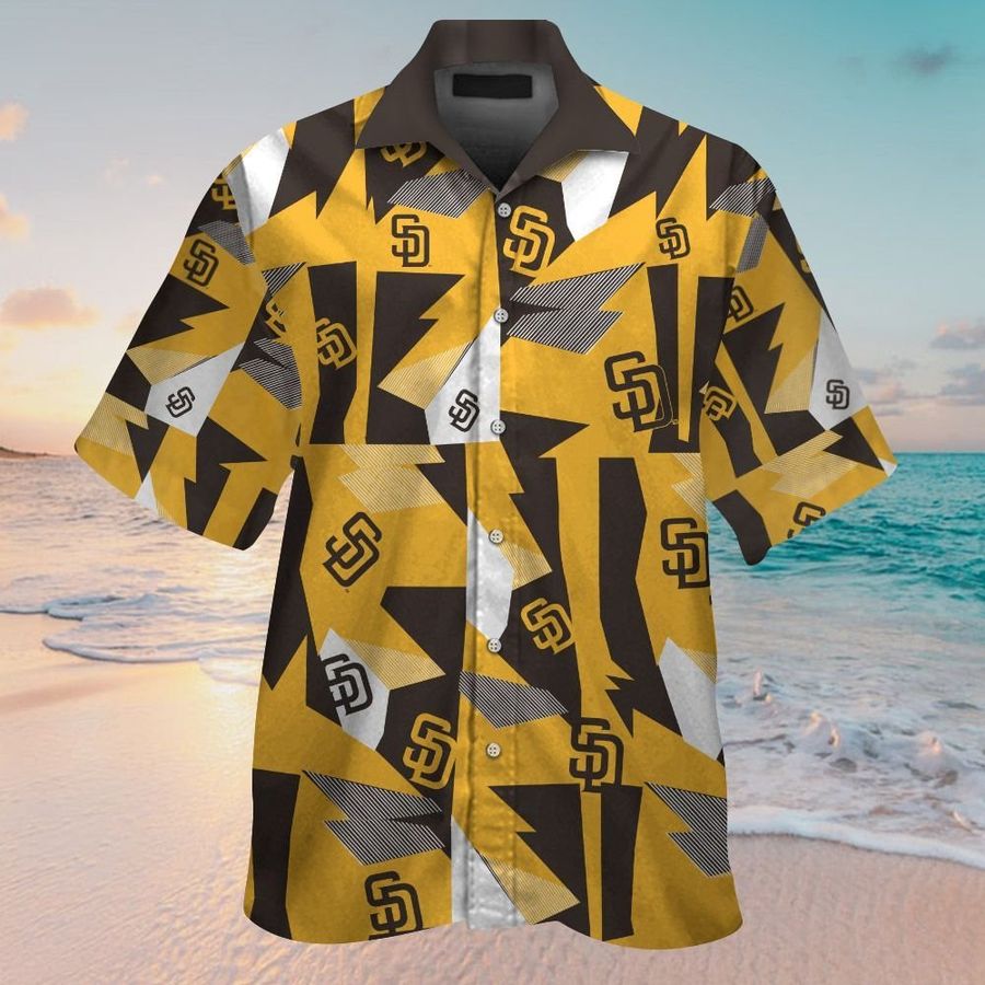 San Diego Padres Short Sleeve Button Up Tropical Hawaiian Shirt VER08 -  Trendy Aloha