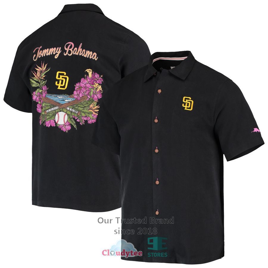 San Diego Padres Tommy Bahama Bay Black Hawaiian Shirt – LIMITED EDITION – LIMITED EDITION
