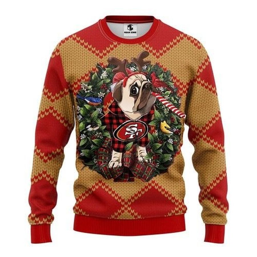 San Francisco 49ers Pug Dog Christmas For Fans Ugly Christmas Sweater, All Over Print Sweatshirt, Ugly Sweater, Christmas Sweaters, Hoodie, Sweater
