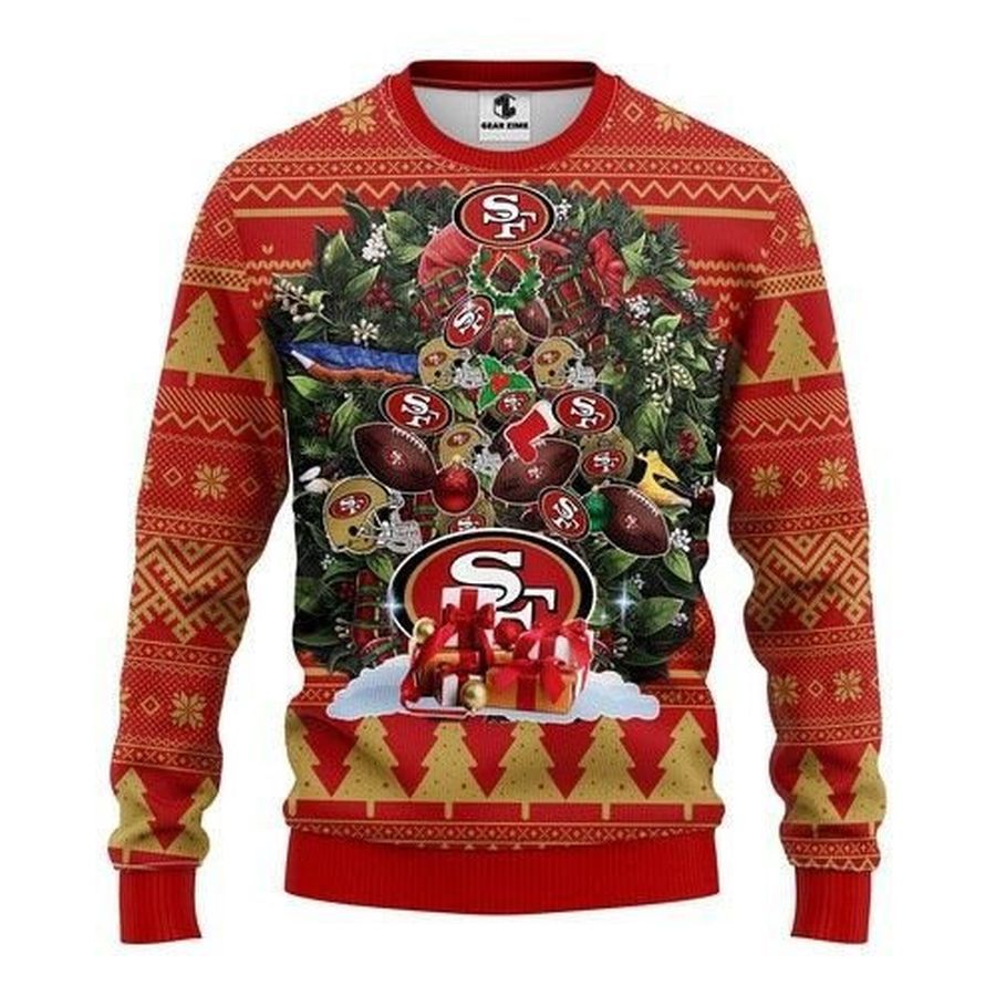 San Francisco 49ers Tree Christmas Ugly Christmas Sweater All Over