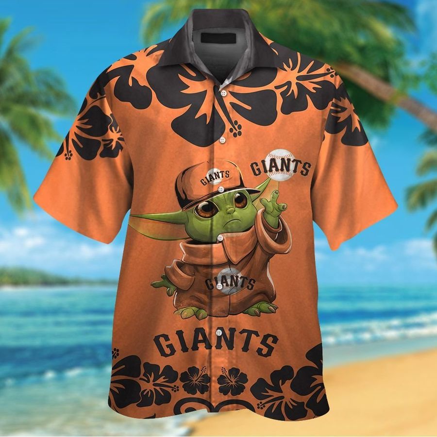 San Francisco Giants Baby Yoda Short Sleeve Button Up Tropical Aloha Hawaiian Shirts For Men Women
