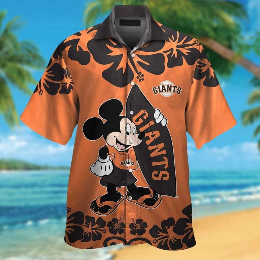 San Francisco Giants Mickey Mouse Short Sleeve Button Up Tropical Aloha Hawaiian Shirts For Men Women