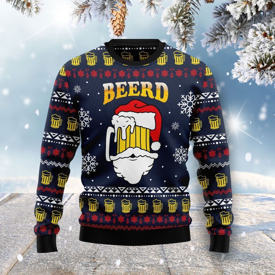Santa Beerd Ugly Christmas Sweater All Over Print Sweatshirt Ugly