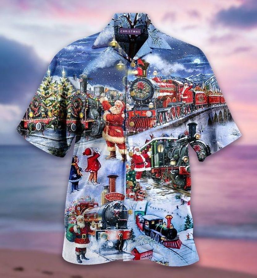 Santa Claus Christmas Train Hawaiian Shirt
