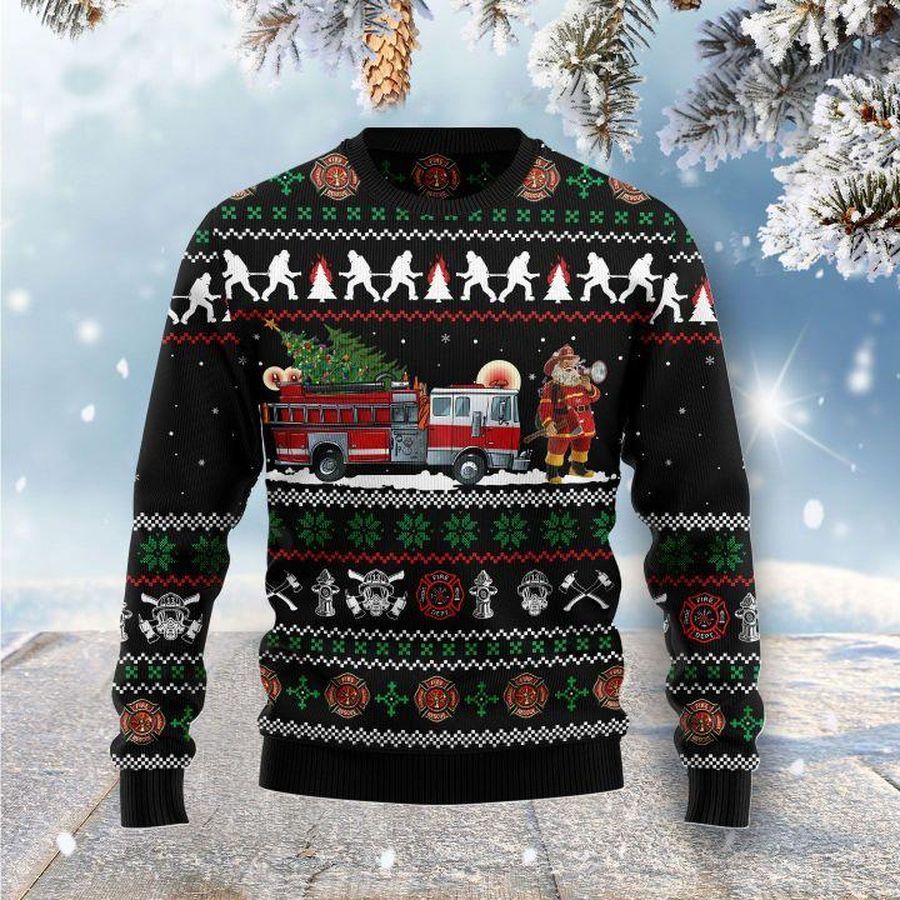 Santa Claus Firefighter Ugly Christmas Sweater