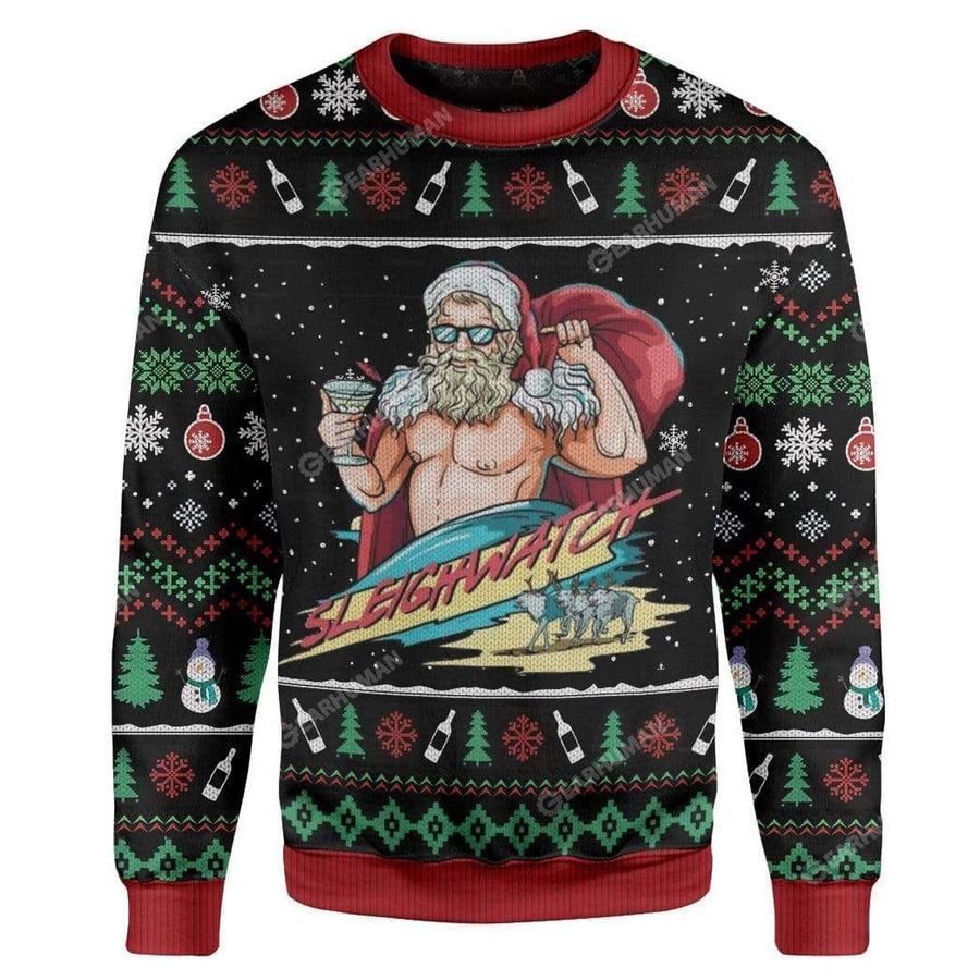 Santa Claus Muscle Sleighwatch For Unisex Ugly Christmas Sweater All