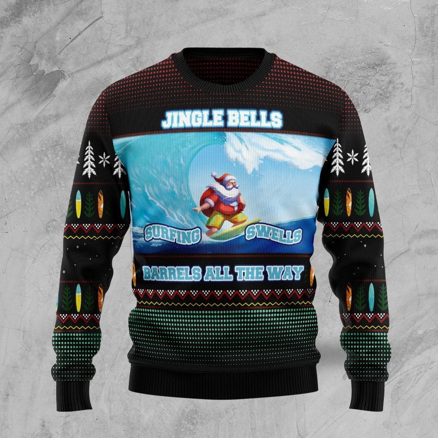 Santa Claus Surfing Ugly Christmas Sweater All Over Print Sweatshirt