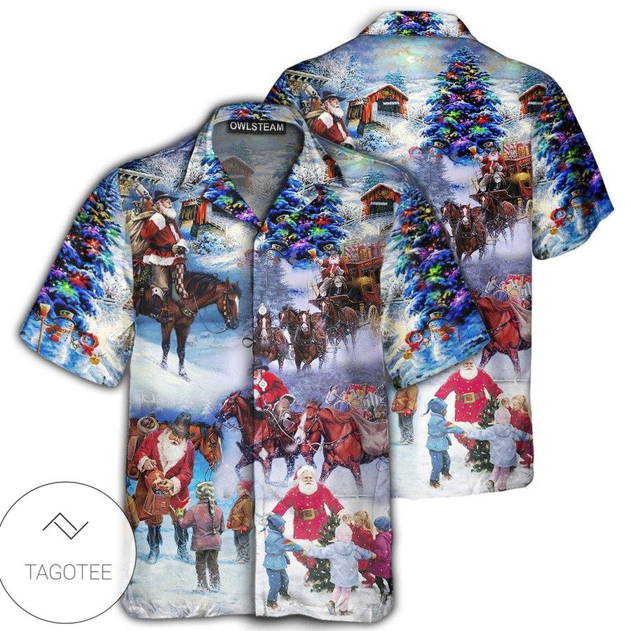 Santa Cowboy Christmas Love Children Hawaiian Shirt