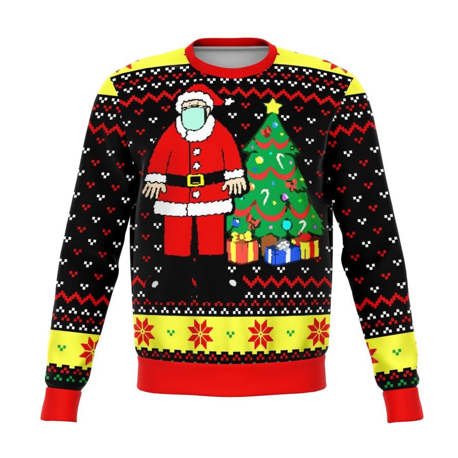 Santa Face Mask Cringe Ugly Christmas Sweater, All Over Print Sweatshirt, Ugly Sweater, Christmas Sweaters, Hoodie, Sweater