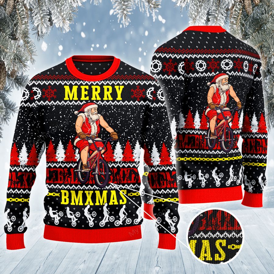 Santa On BMX Merry BMXMAS Ugly Sweater