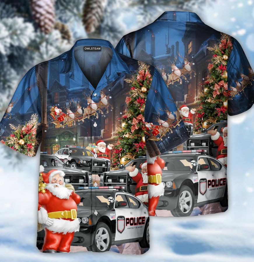 Santa Police Car Christmas Hawaiian Shirt