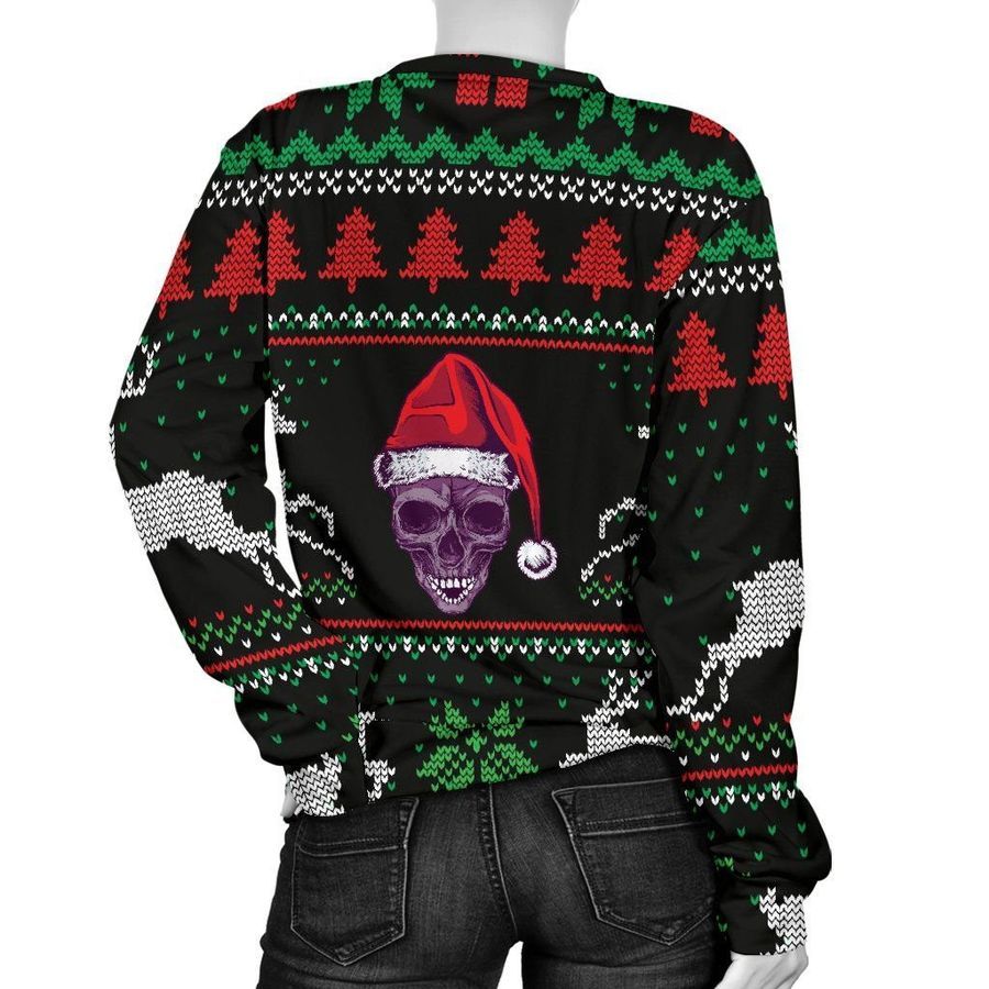 Santa Skull Black Ugly Christmas Sweater All Over Print Sweatshirt