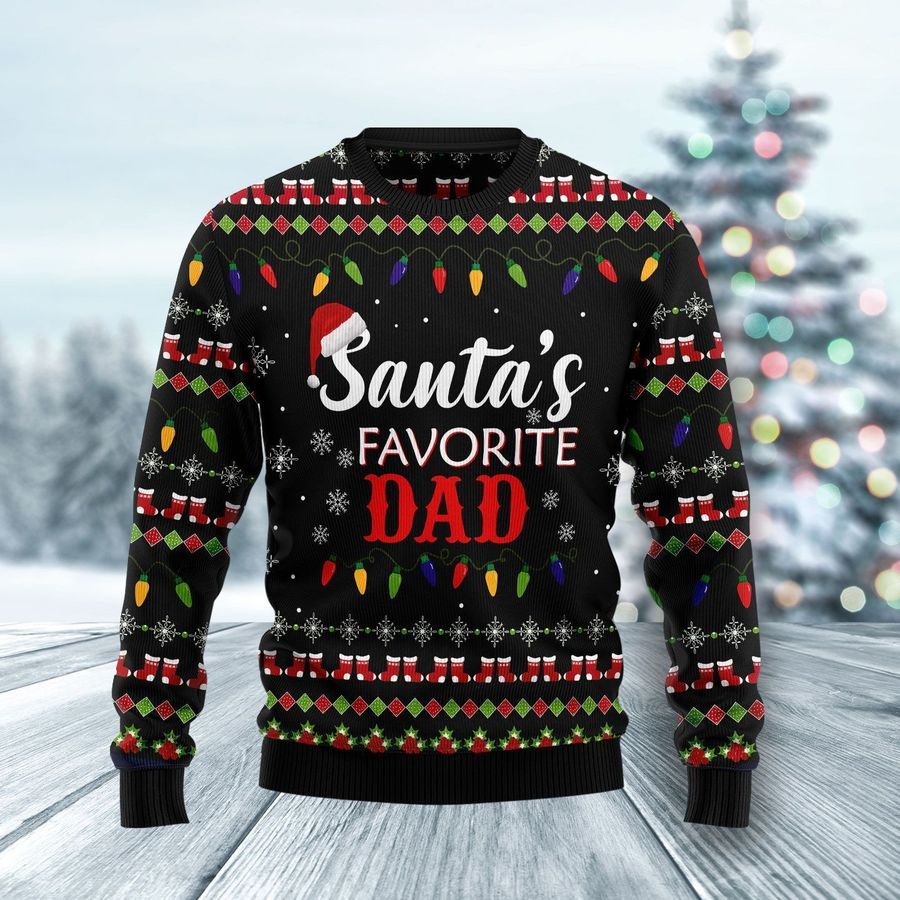 Santas Favorite Dad Ugly Christmas Sweater All Over Print Sweatshirt