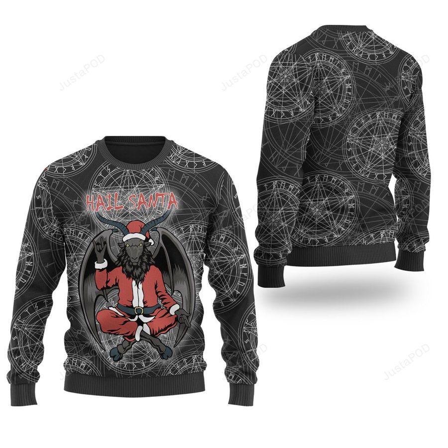 Satanic Pentagram Hail Santa Ugly Christmas Sweater, All Over Print Sweatshirt, Ugly Sweater, Christmas Sweaters, Hoodie, Sweater