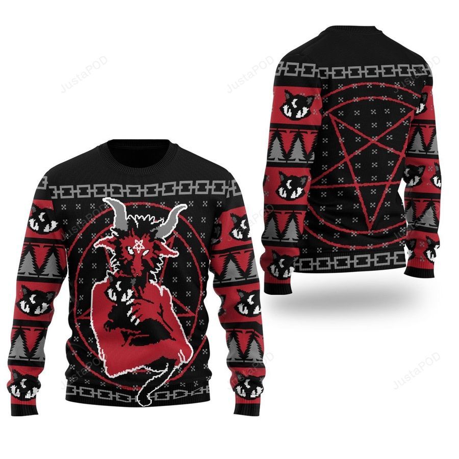 Satanic Ugly Christmas Sweater All Over Print Sweatshirt Ugly Sweater