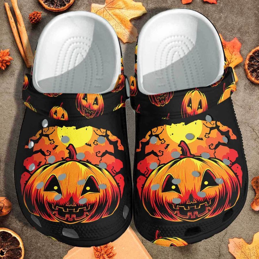 Scary Pumpkin Dark Night Custom Crocs Shoes Clogs - Halloween Outdoor Crocs Shoes Clogs Birthday Gift For Men Women